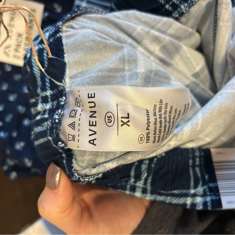 Avenue Navy and Light Blue Plaid pajamas. Set of 2 - Picture 4 of 4